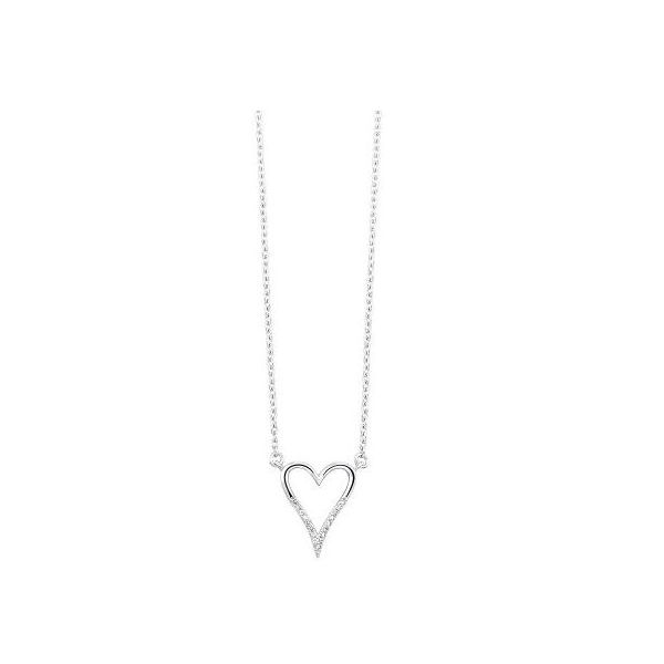 Sterling Silver Diamond Heart Pendant, 0.05Cttw, 18