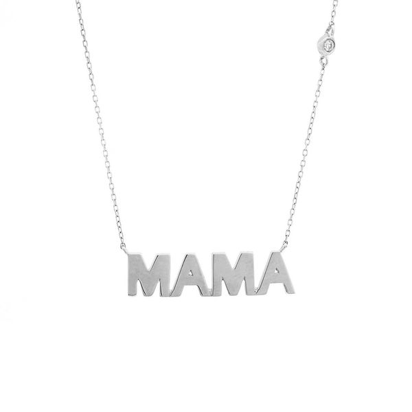 Sterling Silver Diamond MAMA Necklace, 0.02Ct SVS Fine Jewelry Oceanside, NY