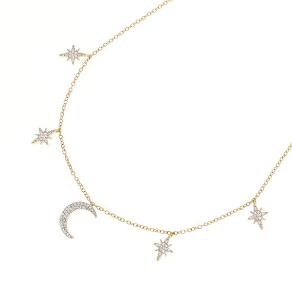 Ella Stein Stars and Moon Diamond Necklace, .15ctw SVS Fine Jewelry Oceanside, NY
