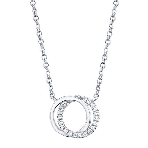 Shy Creation White Gold And Diamond Circle Necklace SVS Fine Jewelry Oceanside, NY