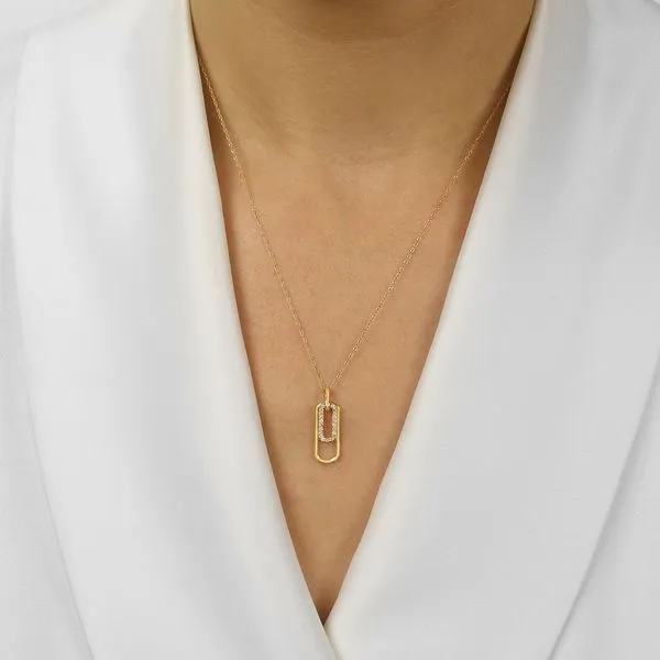 Diamond Paperclip Link Pendant .1ctw Image 2 SVS Fine Jewelry Oceanside, NY