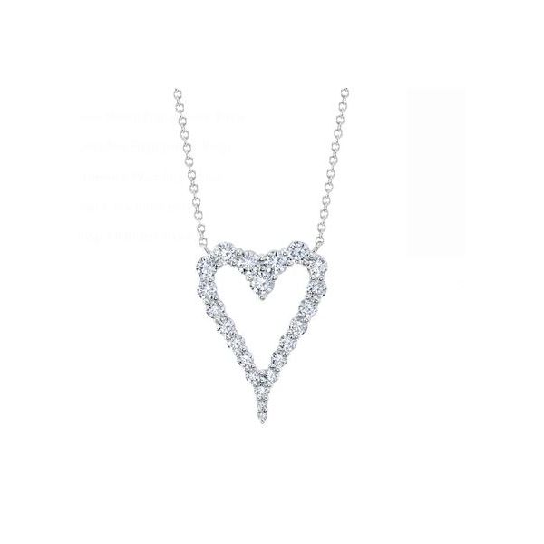 Shy Creation White Gold And Diamond Heart Necklace SVS Fine Jewelry Oceanside, NY