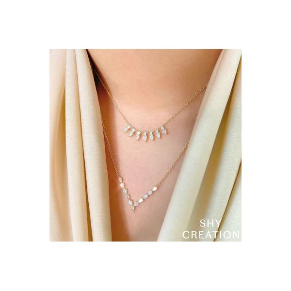 Shy Creation White Gold And Diamond Pear Necklace Image 2 SVS Fine Jewelry Oceanside, NY