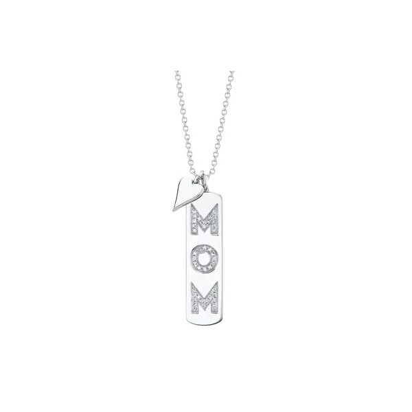 Shy Creation White Gold And Diamond Mom Necklace SVS Fine Jewelry Oceanside, NY