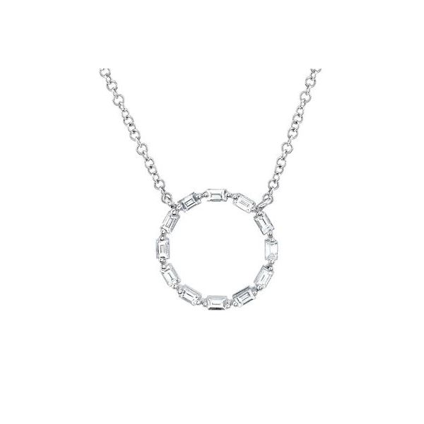 Shy Creation White Gold And Diamond Circle Necklace SVS Fine Jewelry Oceanside, NY