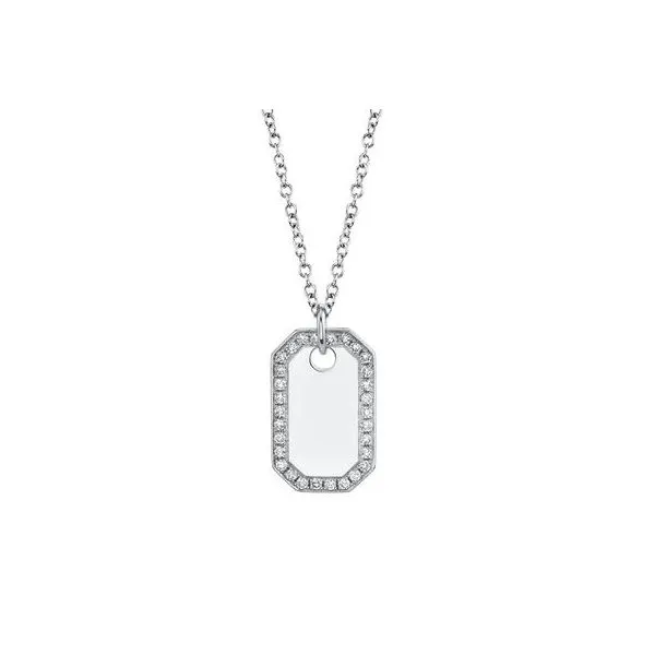 Shy Creation White Gold Diamond Dog Tag Necklace SVS Fine Jewelry Oceanside, NY