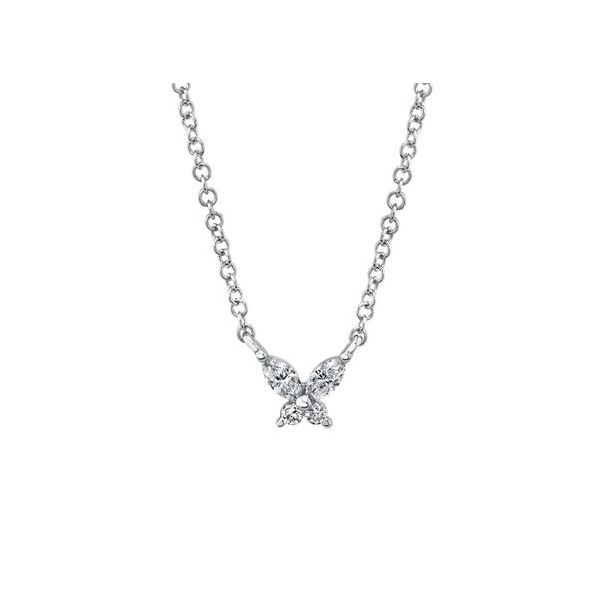 Shy Creation White Gold Diamond Butterfly Necklace SVS Fine Jewelry Oceanside, NY