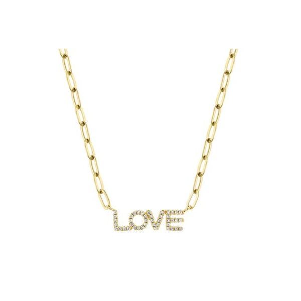 Shy Creation Yellow Gold And Diamond Love Necklace SVS Fine Jewelry Oceanside, NY