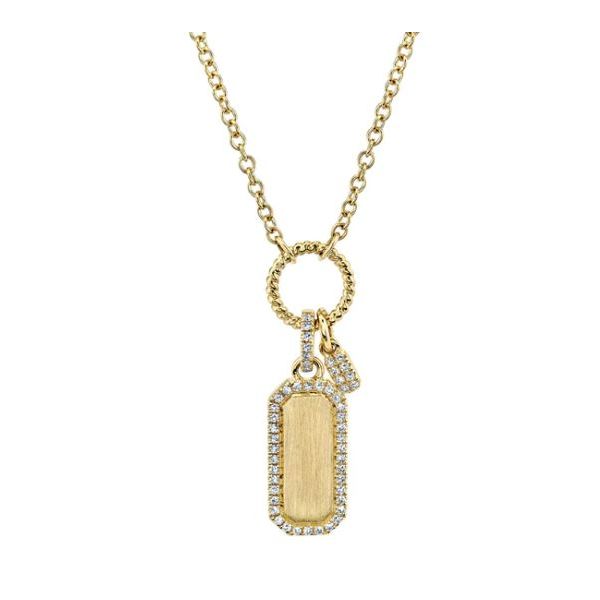 Shy Creation Yellow Gold And Diamond Dog Tag Necklace SVS Fine Jewelry Oceanside, NY