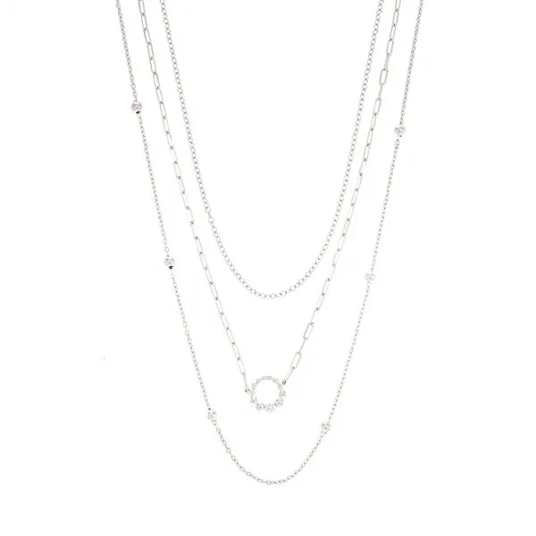 Beaded Multi Chain Sterling Silver Necklace SVS Fine Jewelry Oceanside, NY