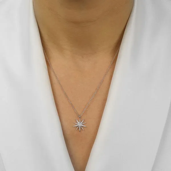 Diamond Starburst Necklace Image 2 SVS Fine Jewelry Oceanside, NY