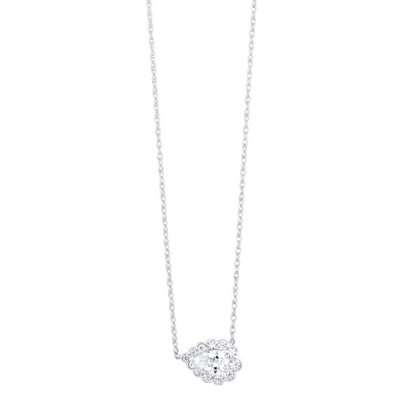 Lab Grown Diamond Pear Halo Necklace SVS Fine Jewelry Oceanside, NY