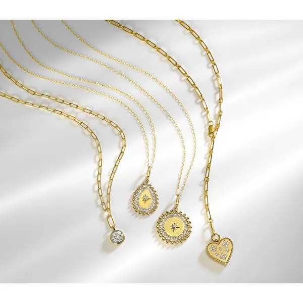 Yellow Gold Diamond Clover Heart Necklace Image 3 SVS Fine Jewelry Oceanside, NY