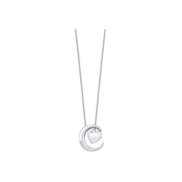Silver Moon and Diamond Heart Necklace SVS Fine Jewelry Oceanside, NY