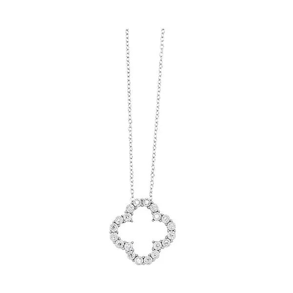 White Gold Diamond Clover Pendant, 0.14Cttw, 18