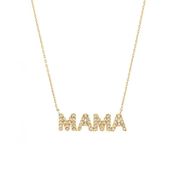 Yellow Gold Diamond MAMA Necklace, 0.15Cttw SVS Fine Jewelry Oceanside, NY