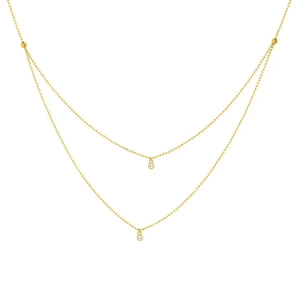 Yellow Gold & Diamond Bead Chain Necklace SVS Fine Jewelry Oceanside, NY