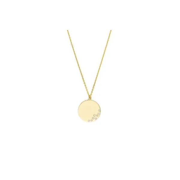 Yellow Gold & Scattered Diamond Medallion Necklace SVS Fine Jewelry Oceanside, NY