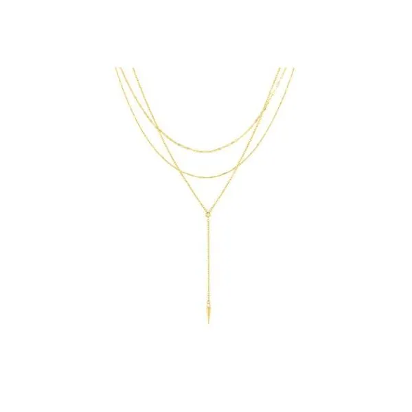 YELLOW GOLD LARIAT NECKLACE WITH HEARTS - Howard's Jewelry Center