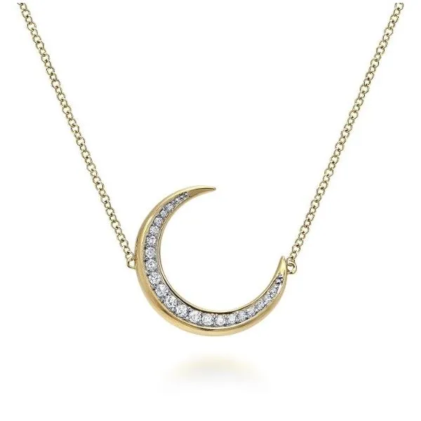Gabriel & Co. Contemporary Yellow Gold Diamond Necklace SVS Fine Jewelry Oceanside, NY