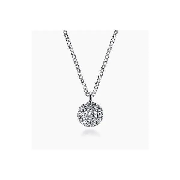 Gabriel & Co. Classic White Gold Diamond Disc Necklace SVS Fine Jewelry Oceanside, NY
