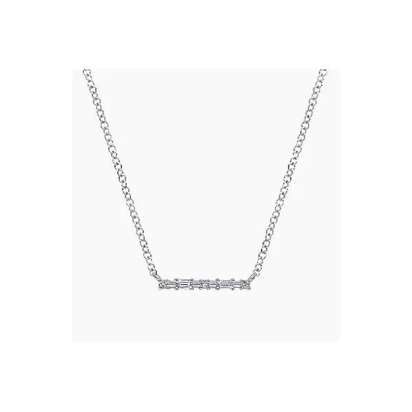 Gabriel & Co. Classic White Gold Diamond Bar Necklace SVS Fine Jewelry Oceanside, NY