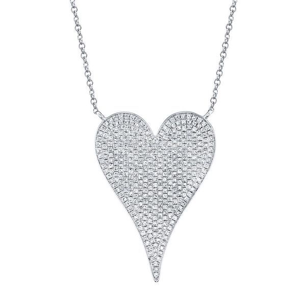 Shy Creation White Gold Diamond Heart Necklace SVS Fine Jewelry Oceanside, NY