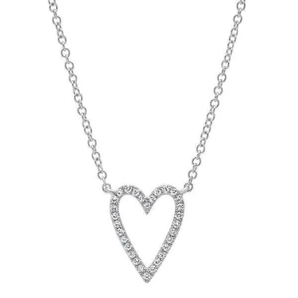 Shy Creation White Gold & Diamond Heart Necklace SVS Fine Jewelry Oceanside, NY