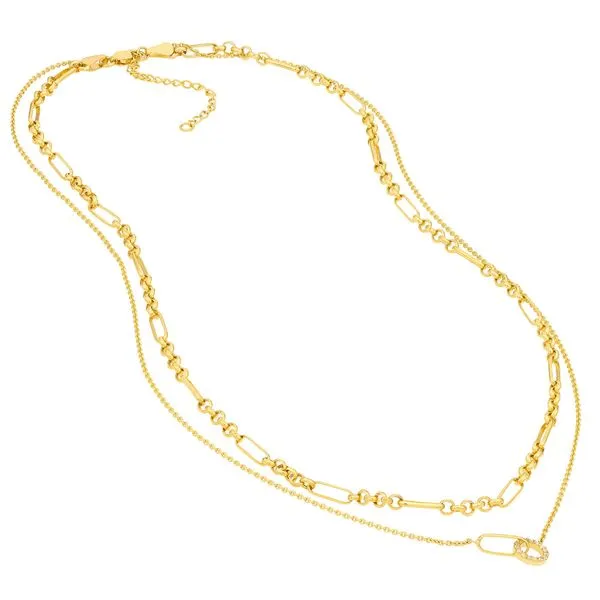 Yellow Gold Diamond Circle Duet Layered Necklace Image 4 SVS Fine Jewelry Oceanside, NY