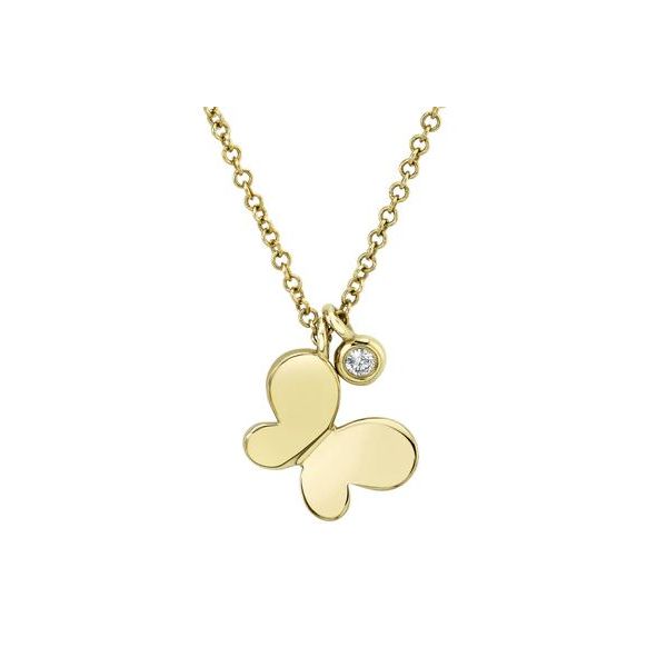 Shy Creation Yellow Gold Butterfly Necklace SVS Fine Jewelry Oceanside, NY