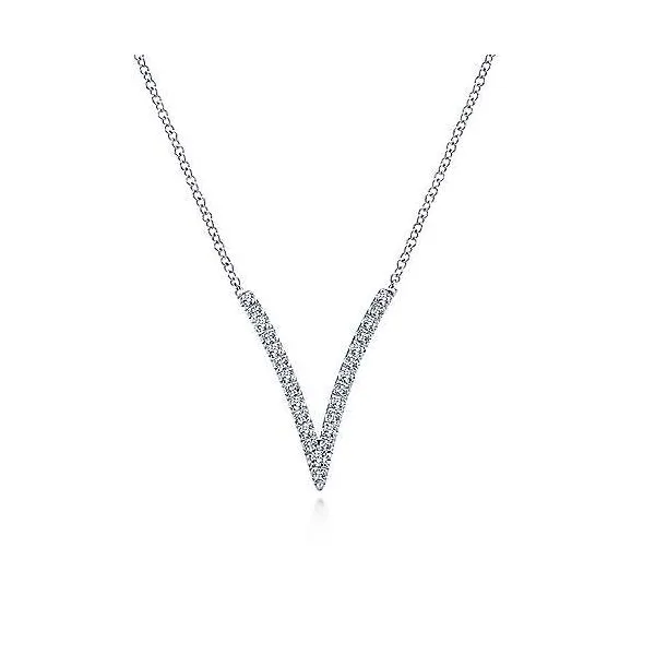 Gabriel & Co. Kaslique White Gold Diamond V Necklace SVS Fine Jewelry Oceanside, NY