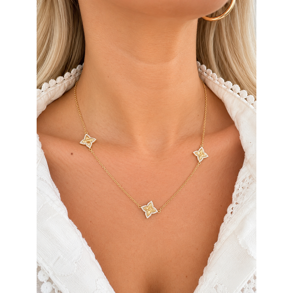 The Flower Collection Yellow Gold & Diamond Necklace Image 4 SVS Fine Jewelry Oceanside, NY