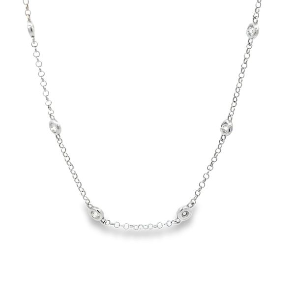 White Gold Diamond Station Necklace SVS Fine Jewelry Oceanside, NY