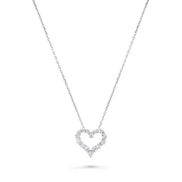 White Gold Diamond Heart Necklace, 1Cttw, 18