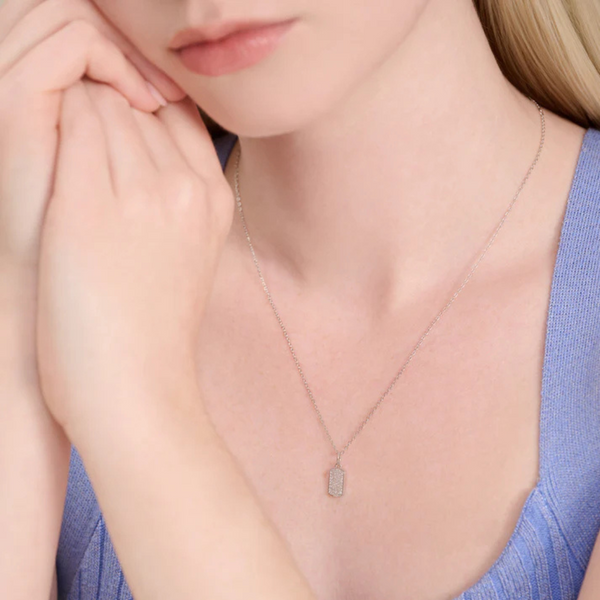 Lab Grown Diamond Dog Tag Necklace, .13ctw Image 3 SVS Fine Jewelry Oceanside, NY