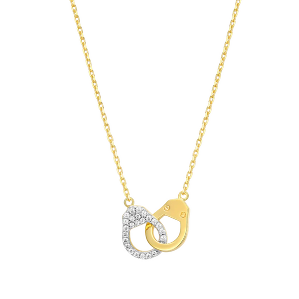 Lab Grown Diamond Yellow Gold Plated Handcuffs Necklace, .10ctw SVS Fine Jewelry Oceanside, NY