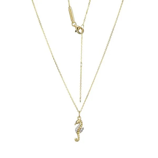 Lab Grown Diamond Yellow Gold Plated Seahorse Necklace, .05ctw Image 2 SVS Fine Jewelry Oceanside, NY