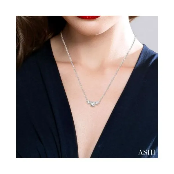 White Gold Three Stone Diamond Necklace Image 2 SVS Fine Jewelry Oceanside, NY