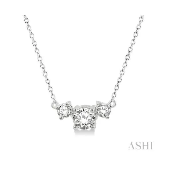 White Gold Three Stone Diamond Necklace SVS Fine Jewelry Oceanside, NY