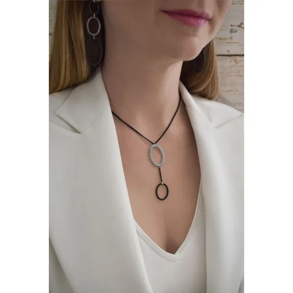 ALOR Chain, Black Cable, & Diamond Necklace Image 2 SVS Fine Jewelry Oceanside, NY