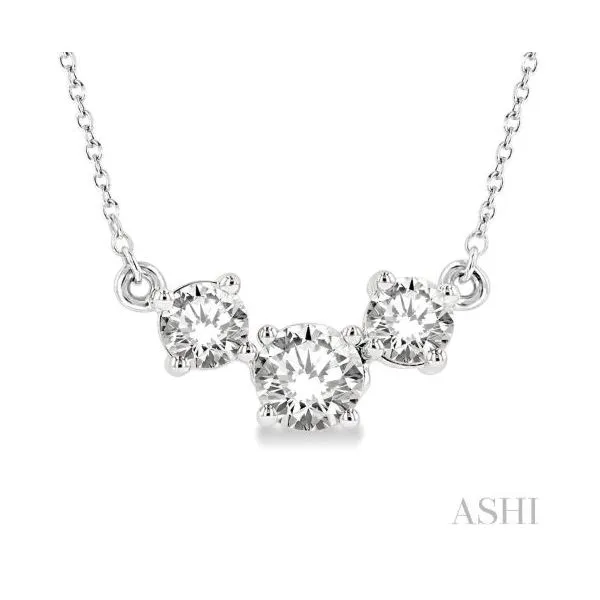 White Gold Three Stone Diamond Necklace SVS Fine Jewelry Oceanside, NY