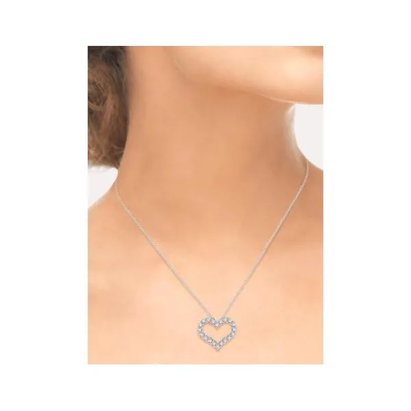 White Gold Heart Shape Diamond Pendant Image 2 SVS Fine Jewelry Oceanside, NY