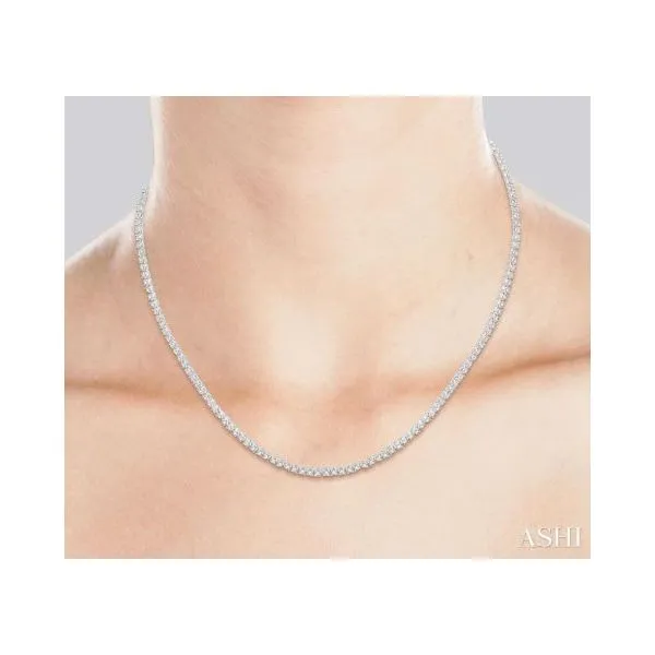White Gold Diamond Tennis Necklace, 5Cttw, 16\