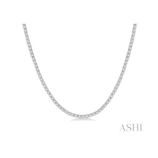 White Gold Diamond Tennis Necklace, 5Cttw, 16\