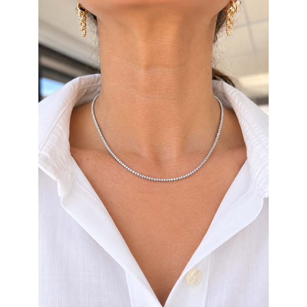 White Gold Diamond Tennis Necklace, 3Cttw, 16