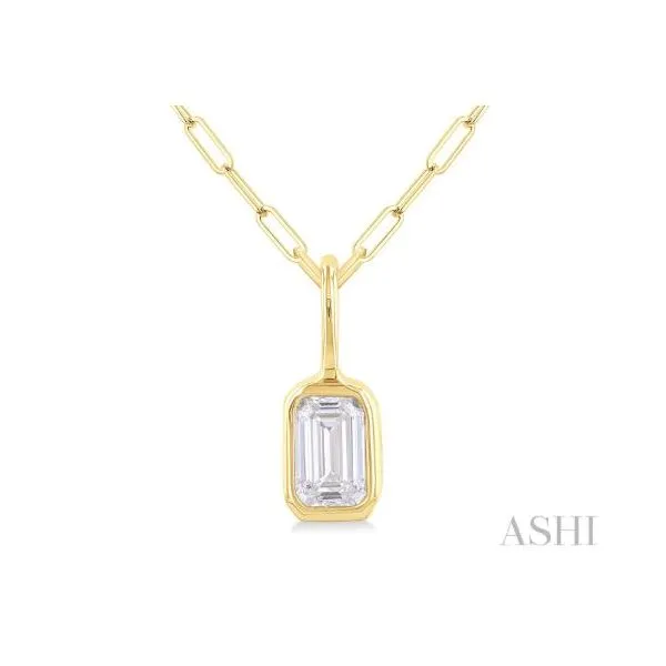 Yellow Gold Diamond Pendant With Paper Clip Chain SVS Fine Jewelry Oceanside, NY