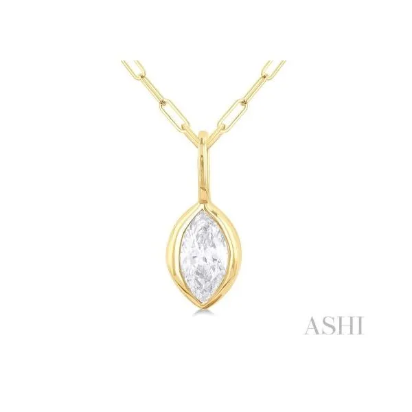 Yellow Gold Diamond Pendant With Paper Clip Chain SVS Fine Jewelry Oceanside, NY