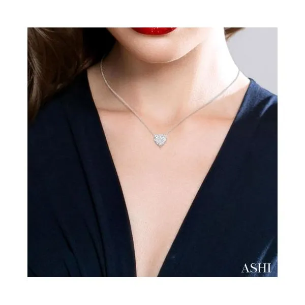 White Gold Heart Shape Diamond Pendant Image 2 SVS Fine Jewelry Oceanside, NY