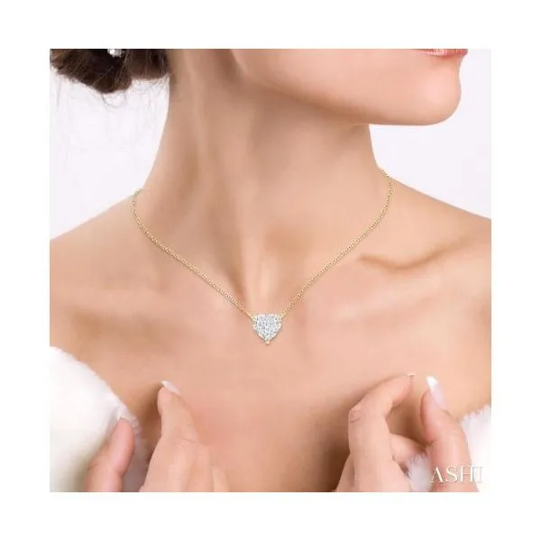 Yellow & White Gold Heart Shape Diamond Pendant Image 2 SVS Fine Jewelry Oceanside, NY