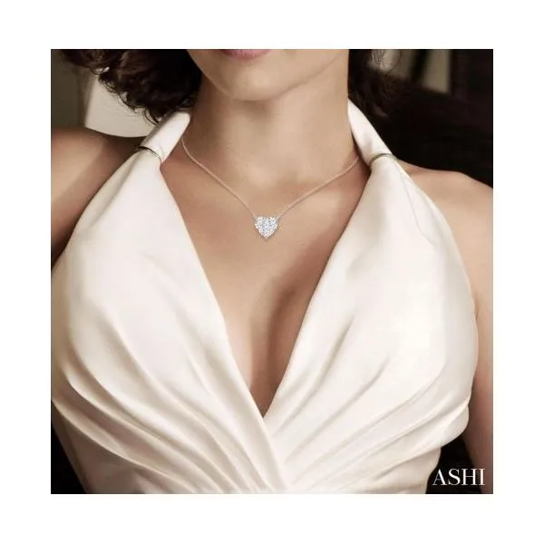 White Gold Heart Shape Diamond Pendant Image 2 SVS Fine Jewelry Oceanside, NY